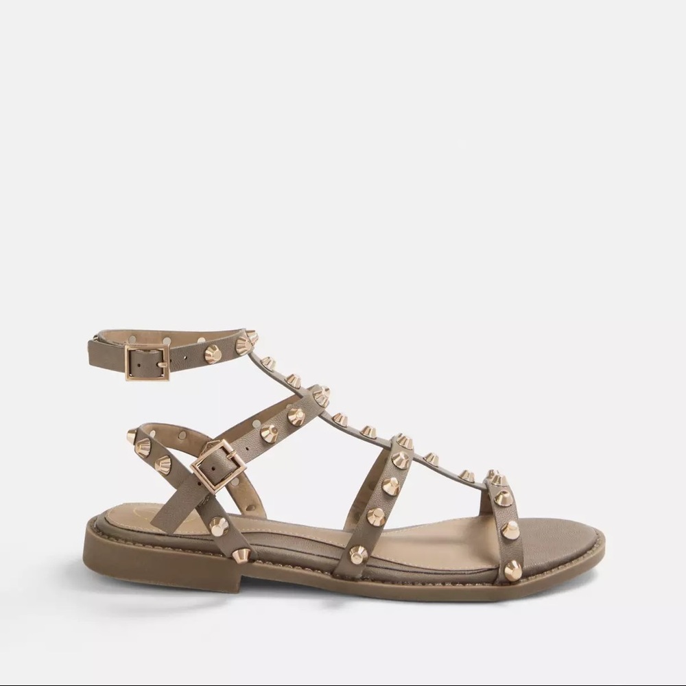 Brown studded gladiator sandals